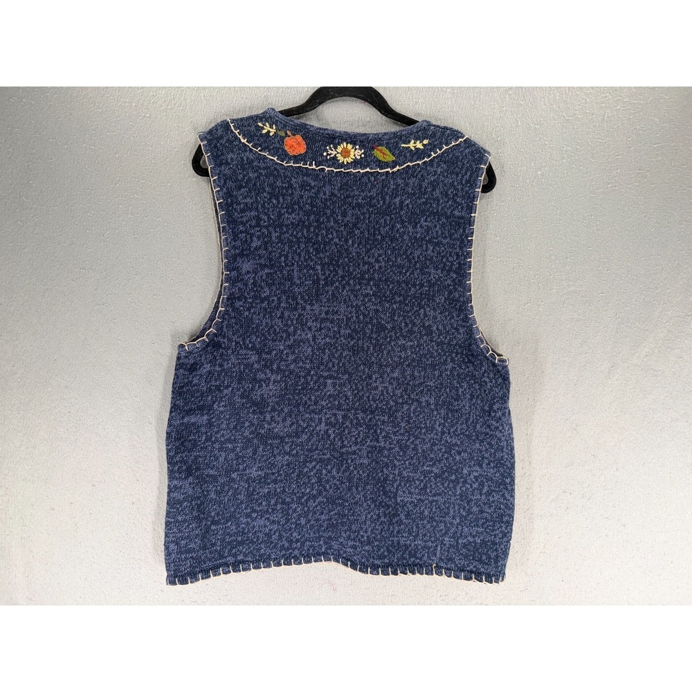 Vtg White Stag Sweater Vest Womens Xl 16/18 Scarecrow Pumpkin Beaded Whimsical - Picture 5 of 16
